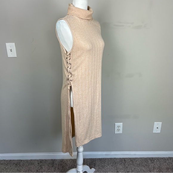 BY ANTHROPOLOGIE LACE UP MAXI TURTLENECK SWEATER TANK SIZE SMALL - Picture 3 of 11